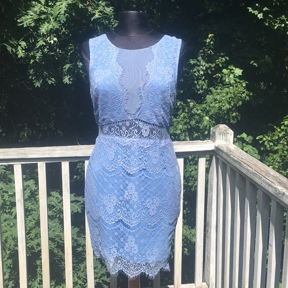 Lush Dresses & Skirts - Blue lace overlay dress by lush